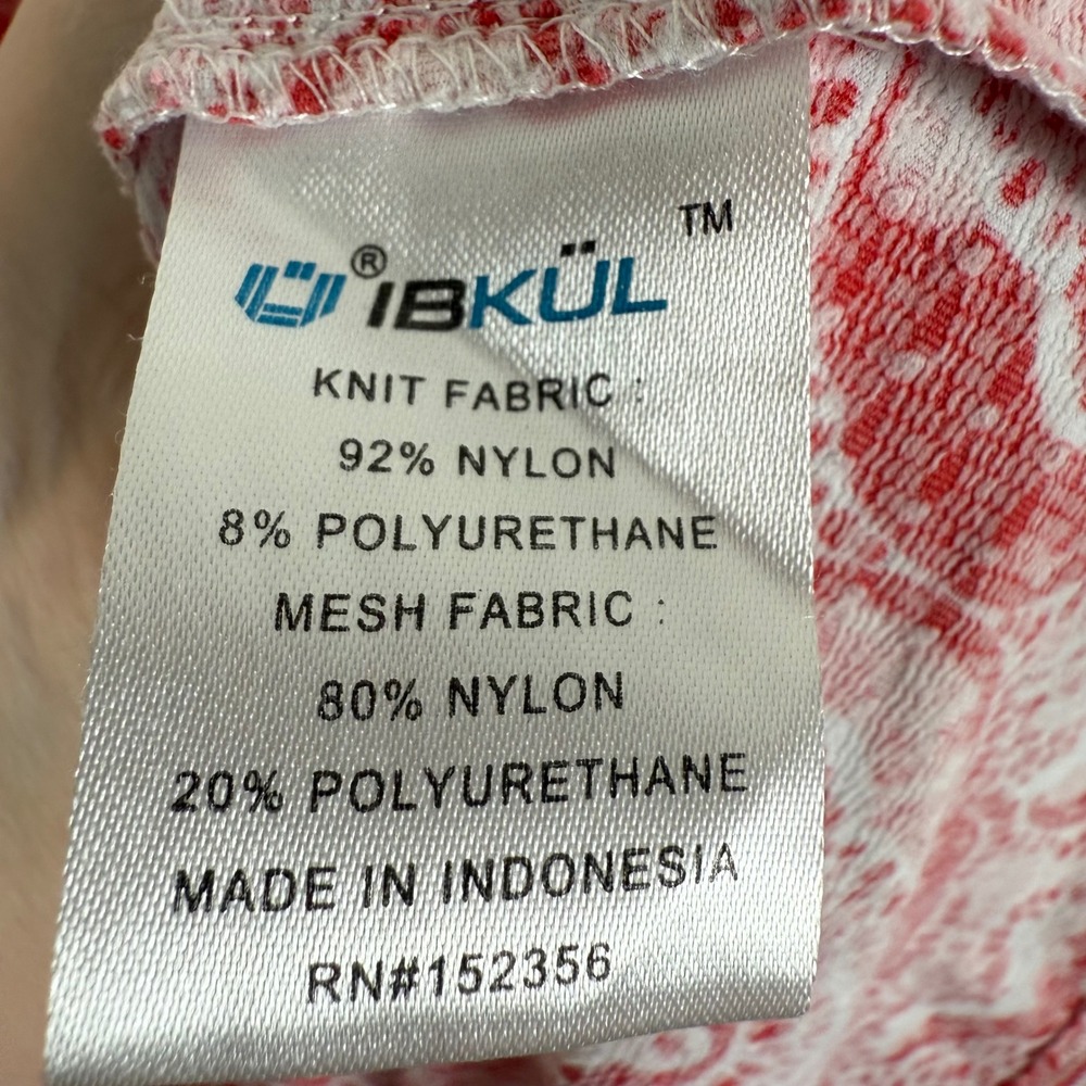 IBKUL Womens S 1/4 Zip Golf Sun Shirt Red White Medallion UPF 50 Mesh - Picture 6 of 7